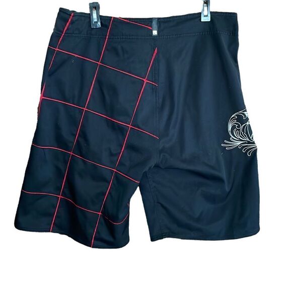 O’Neill Shorts Black Red Square Block Design 36W - Picture 5 of 10